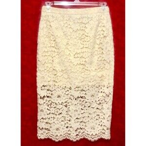 Topshop Top Shop Cream Beige Floral Flower Lace Skirt Women's Ladies